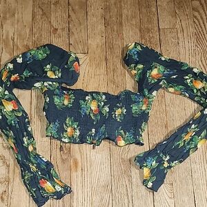 Floral Off-Shoulder Smocked Crop Top